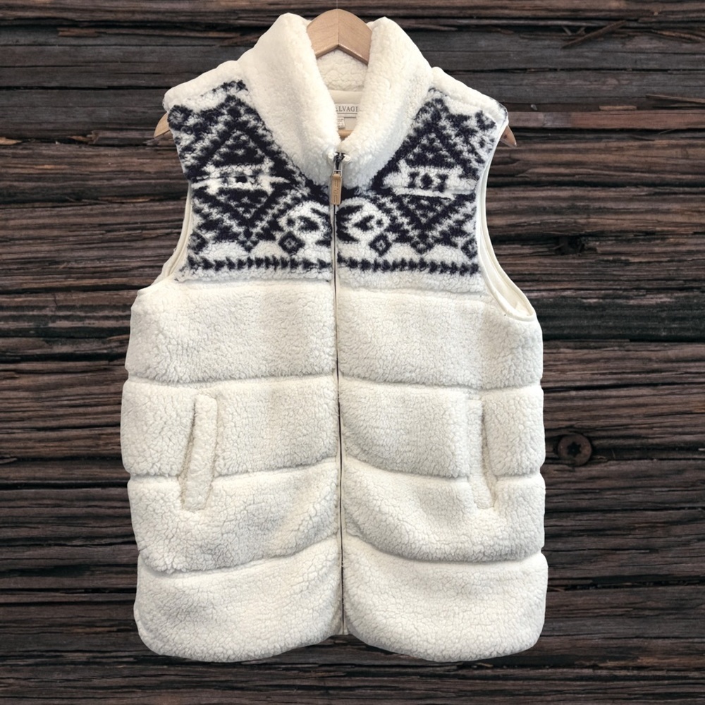 PJ Salvage Cream and Black Patterned Vest